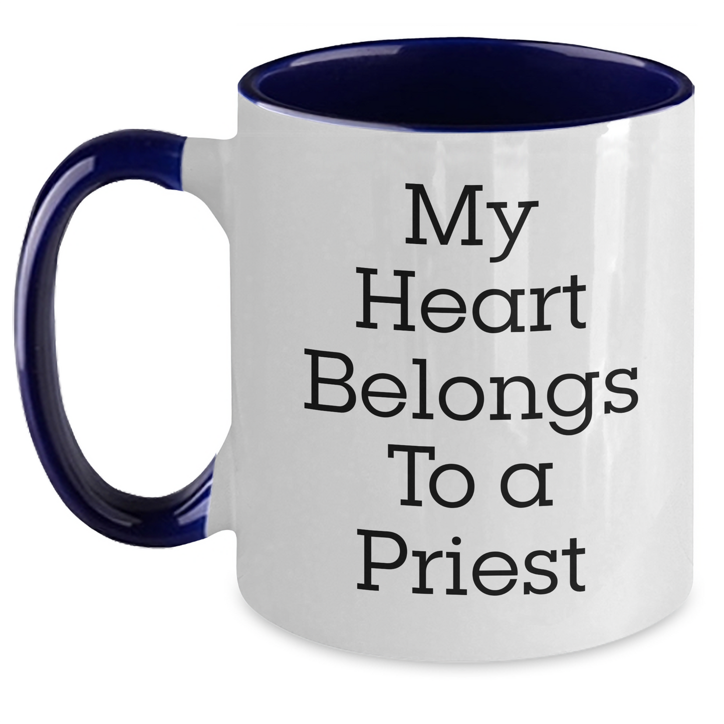 Funny Priest Gifts from Friends - My Heart Belongs To A Priest Two Tone Coffee Mug for Men, Unique Father's Day Unique Gifts - Main