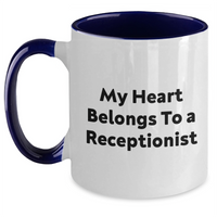 Load image into Gallery viewer, Funny Receptionist Gifts from Family, Friends, Coworkers - My Heart Belongs To A Receptionist Two Tone Coffee Mug for Father&#39;s Day, Unique Gifts for Men, Women, Receptionists - Main
