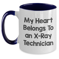 Load image into Gallery viewer, Funny X-Ray Technician Gifts from Men to X-Ray Technician - My Heart Belongs To An X-ray Technician Quote on Two Tone Coffee Mug for Father's Day - Main
