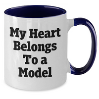 Load image into Gallery viewer, Funny Model Two Tone Coffee Mug - Gifts from Friends - 'My Heart Belongs To A Model' - Mother's Day Unique Gifts for Model Enthusiasts - Additional

