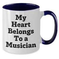 Load image into Gallery viewer, Funny Musician Gifts from Mom - My Heart Belongs To A Musician Two Tone Coffee Mug, Unique Mother's Day Unique Gifts for Musician Friends, Family, Coworkers - Additional
