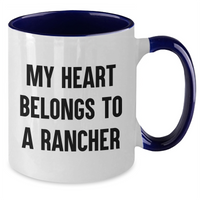 Load image into Gallery viewer, Funny Rancher Gifts from Friends - My Heart Belongs To A Rancher Two Tone Coffee Mug for Dad on Father&#39;s Day - Additional
