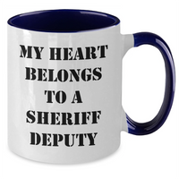 Load image into Gallery viewer, Funny Sheriff Deputy Gifts - My Heart Belongs To A Sheriff Deputy Two Tone Coffee Mug, Gifts from Family to Sheriff Deputy, Father&#39;s Day Unique Gifts - Additional
