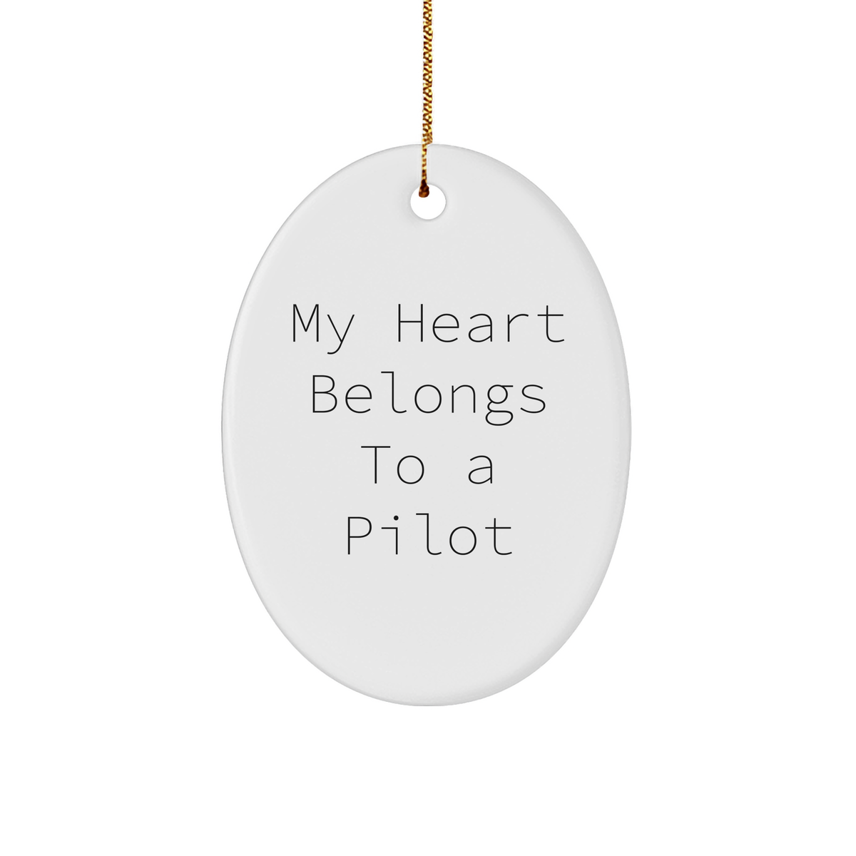 Pilot Gifts from Friends - My Heart Belongs To A Pilot Oval Ornament, Pilot Christmas Unique Gifts, Lovely Present for Men - Image 1