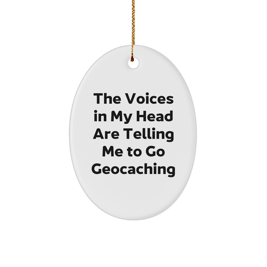Geocaching Gifts from Friends to Family - Funny Oval Ornament for Christmas - Image 1