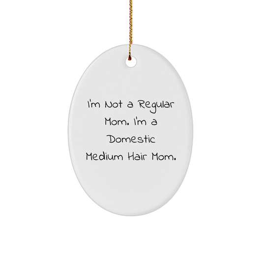 Domestic Medium Hair Cat Gifts, Funny Quote Oval Ornament, Christmas Unique Gifts from Mom to Domestic Medium Hair Cat - Image 1