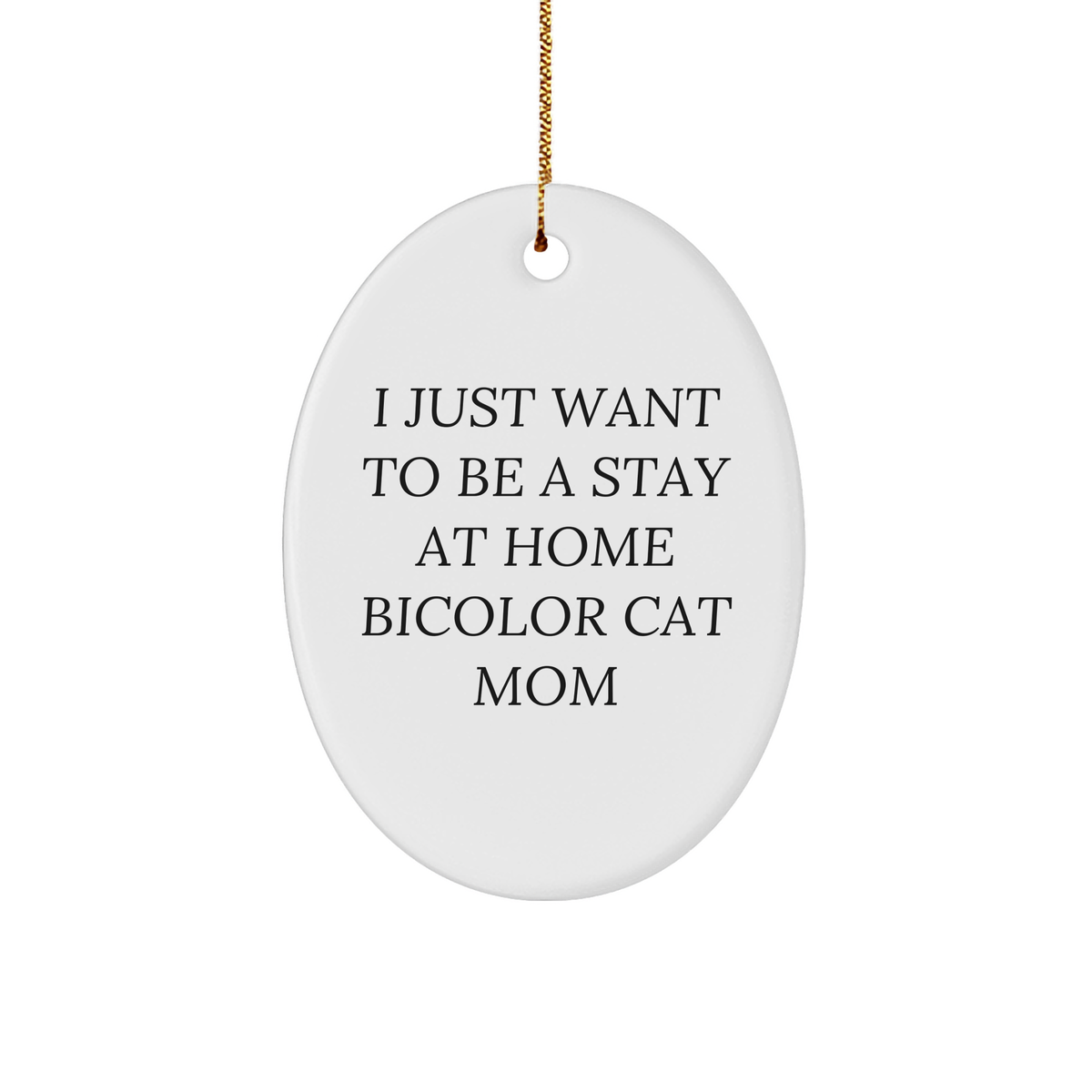 Bicolor Cat Mom Gifts from Family - Funny Oval Ornament for Christmas Unique Gifts - Image 1