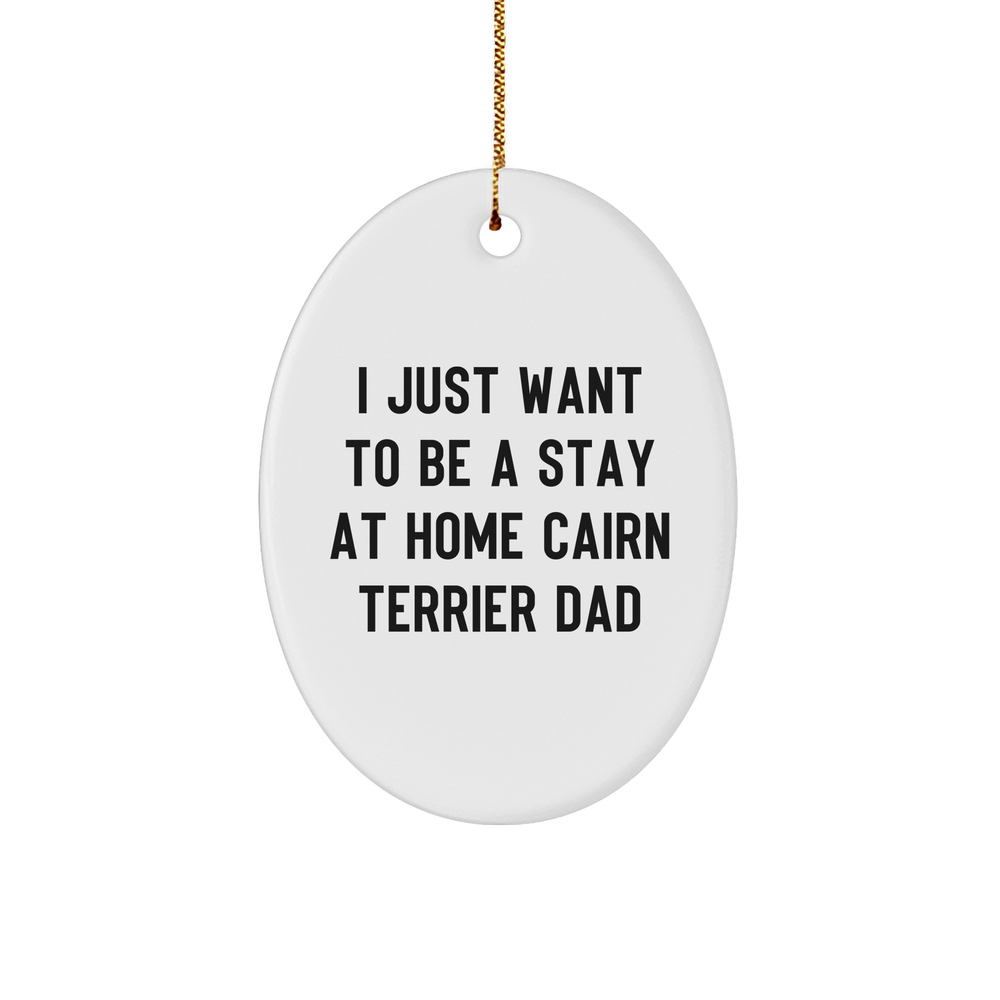 Funny Cairn Terrier Dad Gifts, 'I Just Want To Be A Stay At Home Cairn Terrier Dad' Oval Ornament for Christmas, Gifts from Men to Friends and Family - Image 1