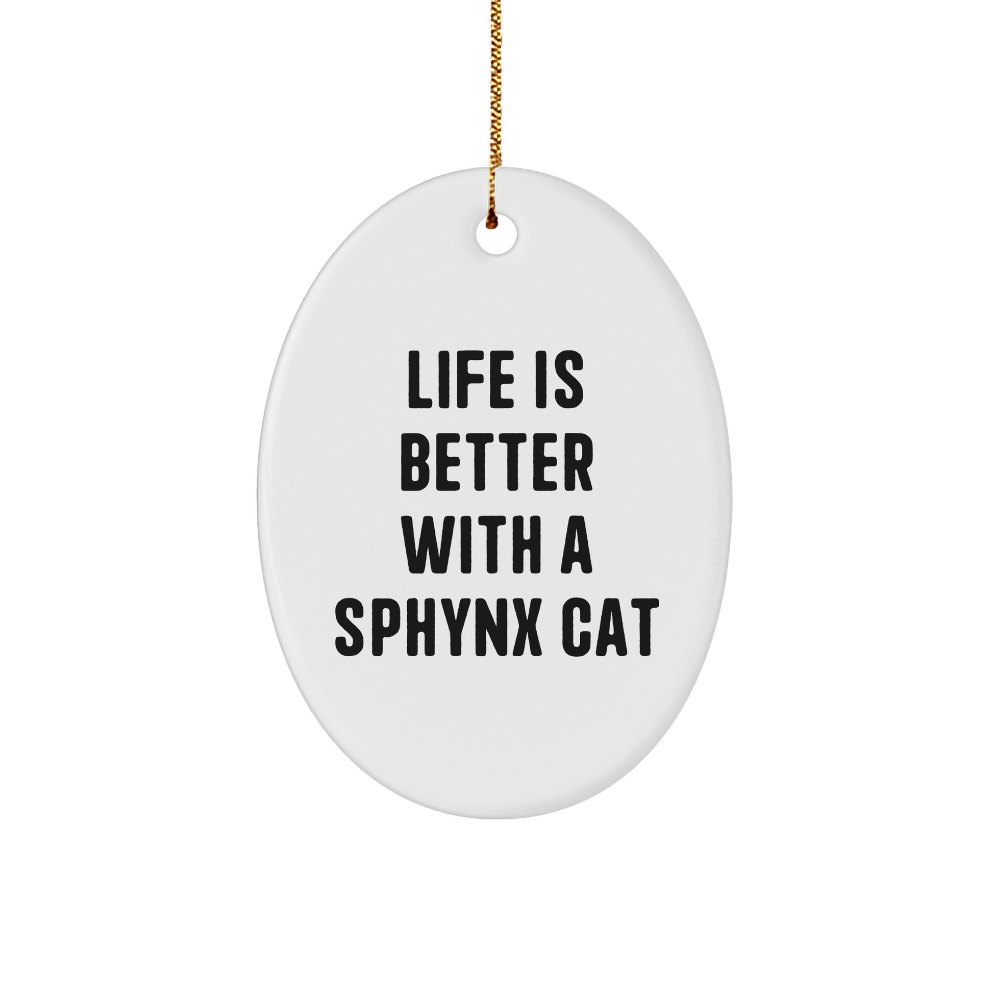 Sphynx Cat Lovers Gifts, Funny Quote Oval Ornament for Christmas, Gifts from Family to Sphynx Cat Enthusiasts, Unique Christmas Unique Gifts for Women Men Friends Coworkers - Image 1