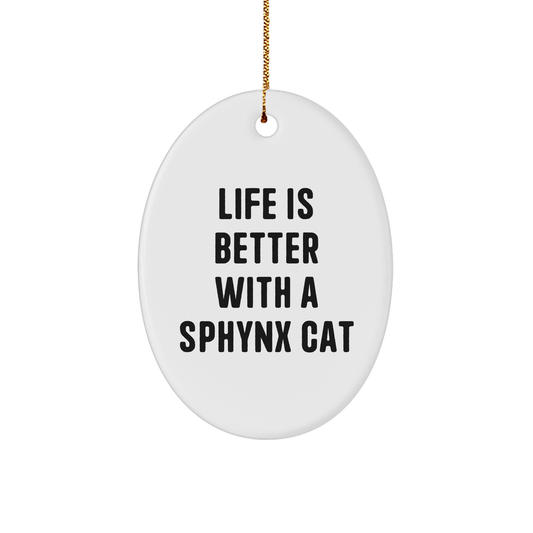 Sphynx Cat Lovers Gifts, Funny Quote Oval Ornament for Christmas, Gifts from Family to Sphynx Cat Enthusiasts, Unique Christmas Unique Gifts for Women Men Friends Coworkers - Image 1