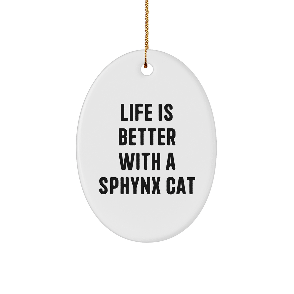 Sphynx Cat Lovers Gifts, Funny Quote Oval Ornament for Christmas, Gifts from Family to Sphynx Cat Enthusiasts, Unique Christmas Unique Gifts for Women Men Friends Coworkers - Image 1