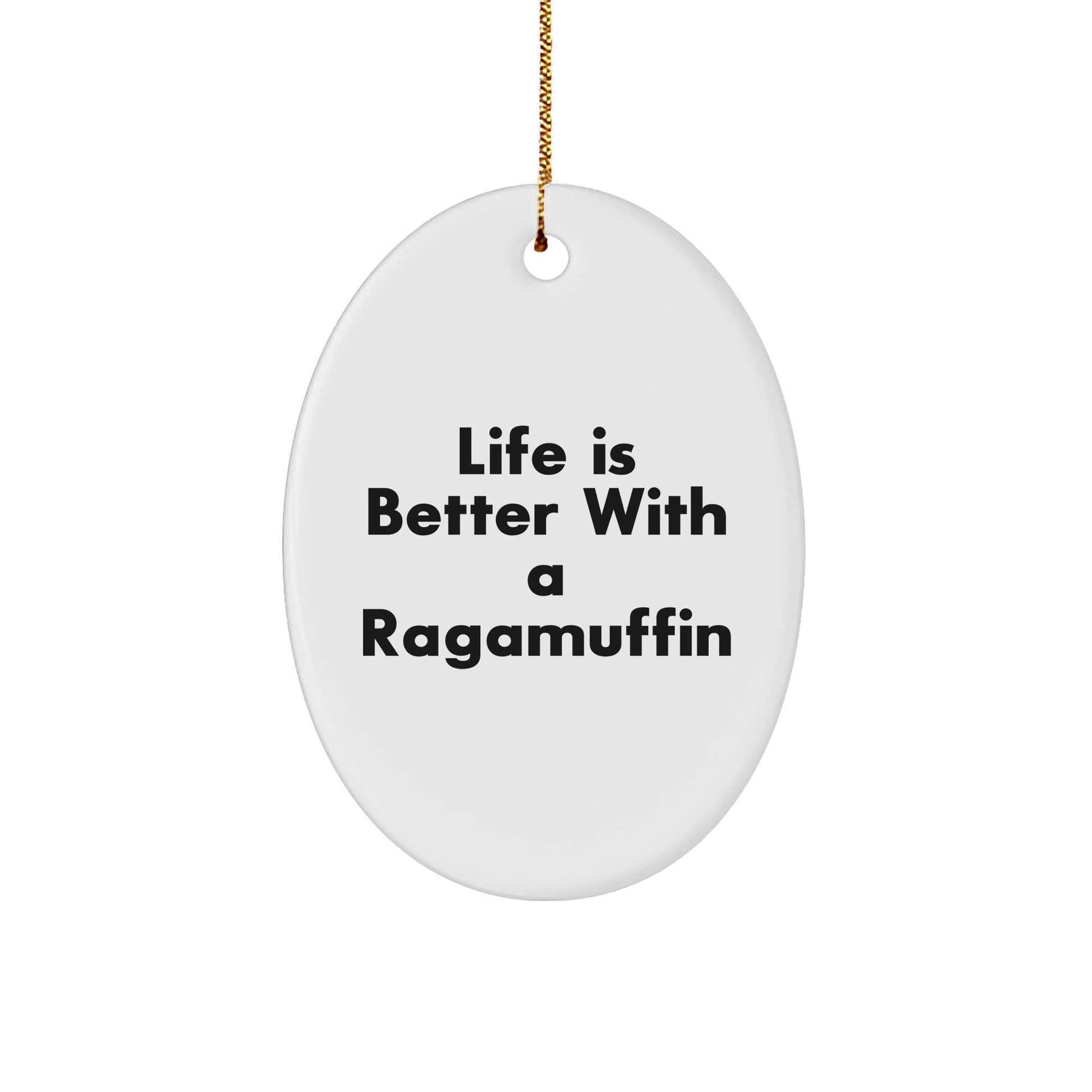 Ragamuffin Cat Gifts from Family - Life Is Better With A Ragamuffin Oval Ornament for Christmas - Image 1