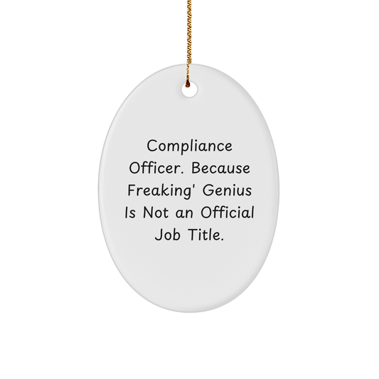 Compliance Officer Gifts from Friends, Compliance Officer Christmas Unique Gifts, Funny Oval Ornament Quote - Image 1