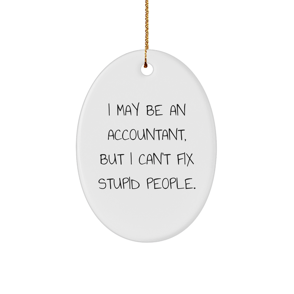 Humorous Accountant Gifts - Oval Ornament for Christmas - I May Be an Accountant, But I Can't Fix Stupid People., Gifts from Men to Accountants - Image 1