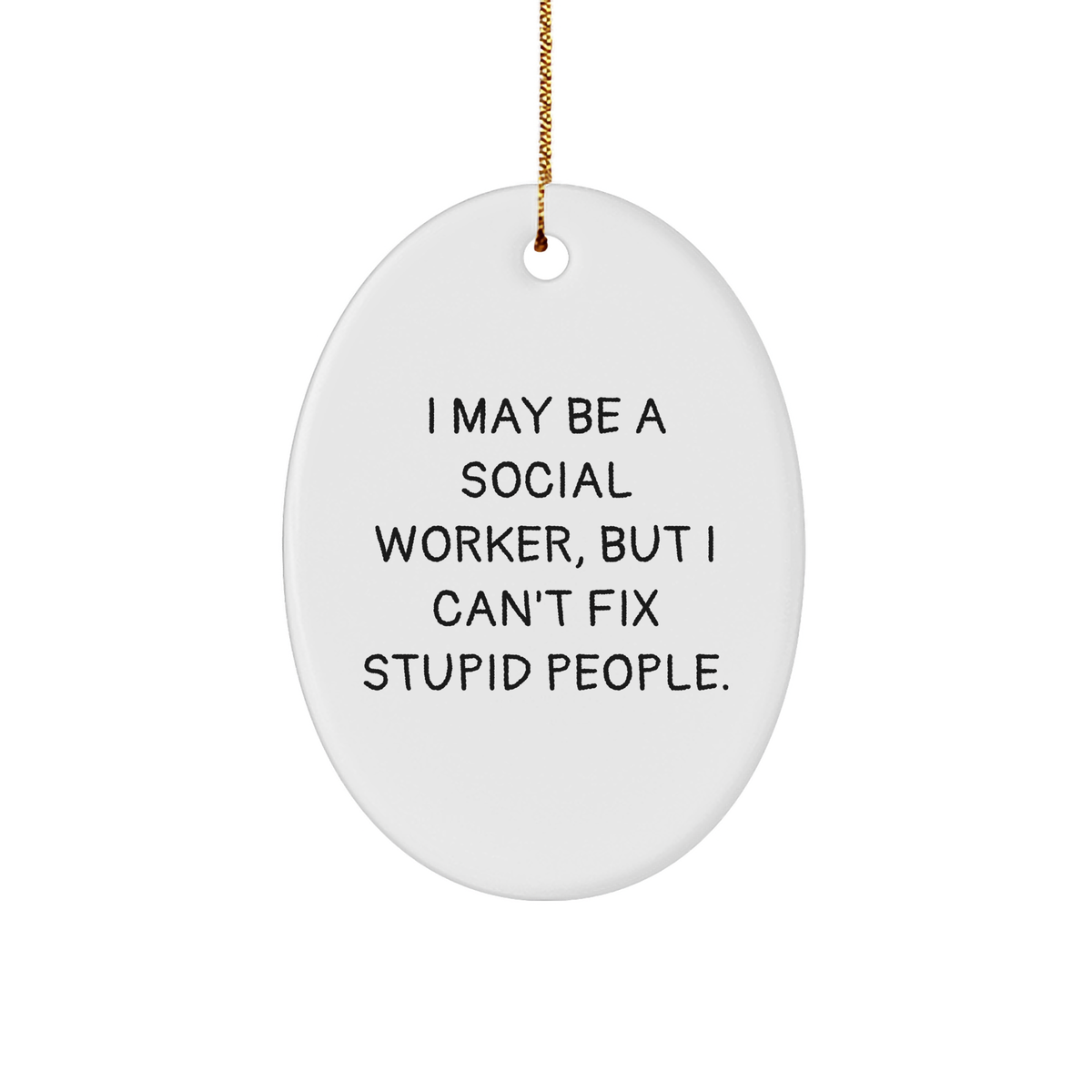 Funny Social Worker Gifts, I May Be A Social Worker, But I Can't Fix Stupid People., Oval Ornament for Social Worker Christmas, Gifts from Men, Gifts for Social Worker - Image 1