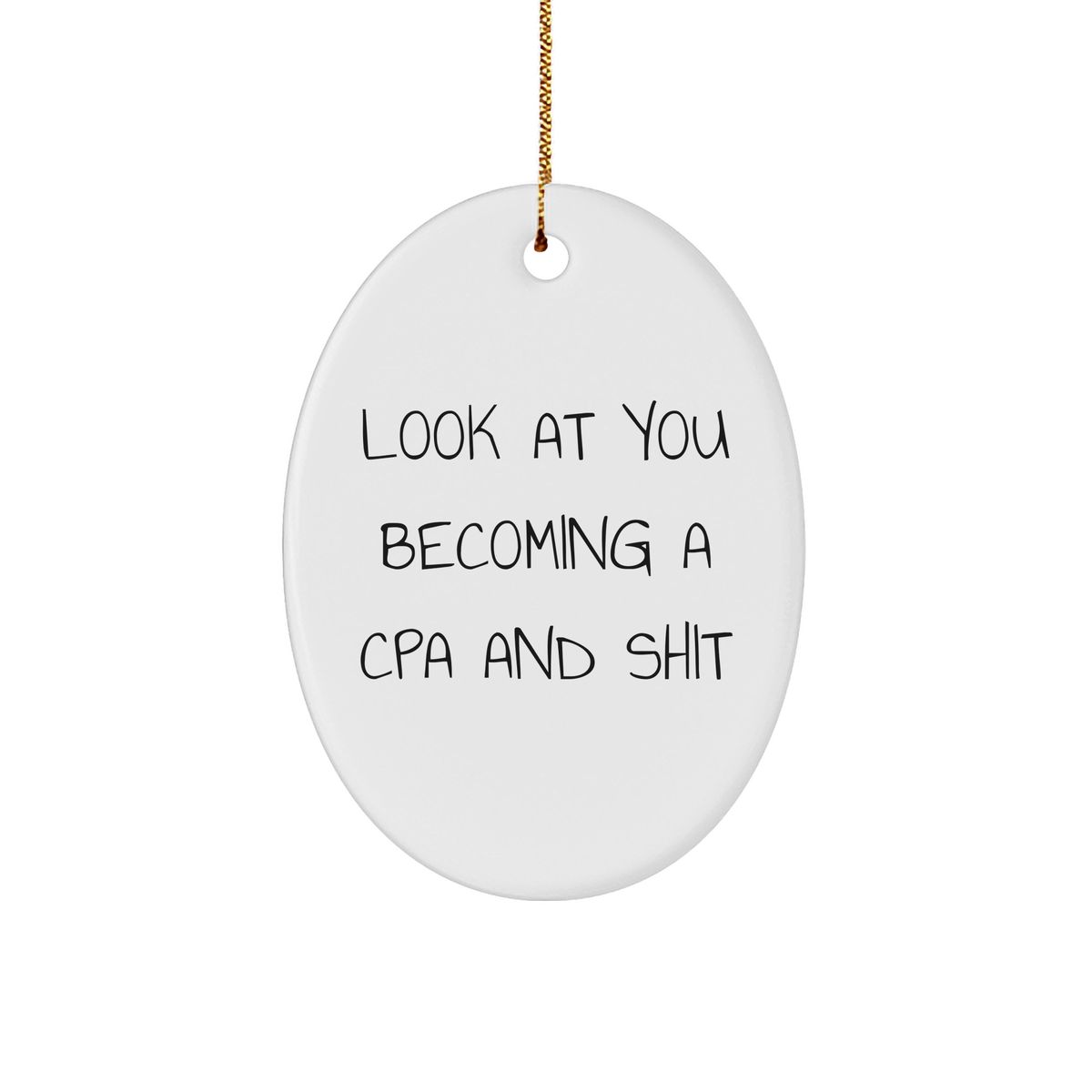 CPA Oval Ornament, Look At You Becoming A Cpa And Shit, Funny Christmas Unique Gift for CPA, Gifts from Friends, Gifts for CPA - Image 1