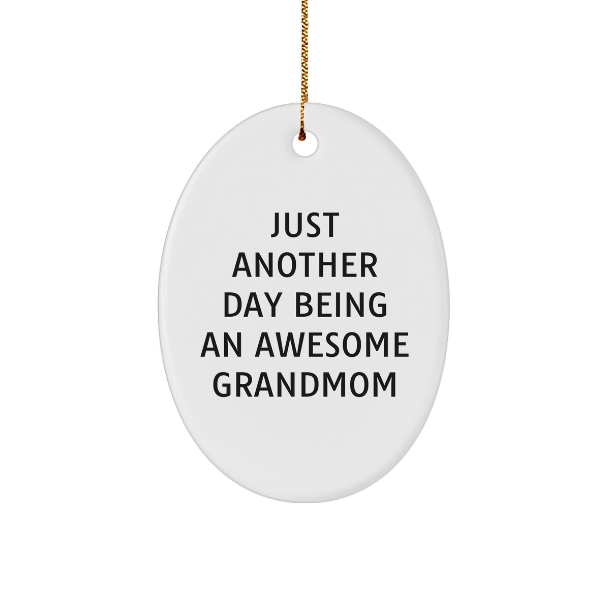Grandmom's Awesome Christmas Oval Ornament, Funny Quote, White Color, Durable MDF, Ideal Gift from Men to Grandmom, Family - Image 1