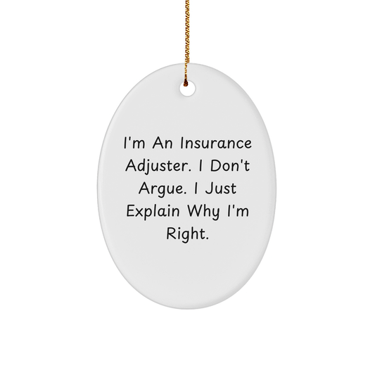 Insurance Adjuster Oval Ornament, Funny Gift for Insurance Adjuster, Christmas Ornament, Insurance Adjuster Gifts from Men to Women, Friends, Coworkers, Family - Image 1