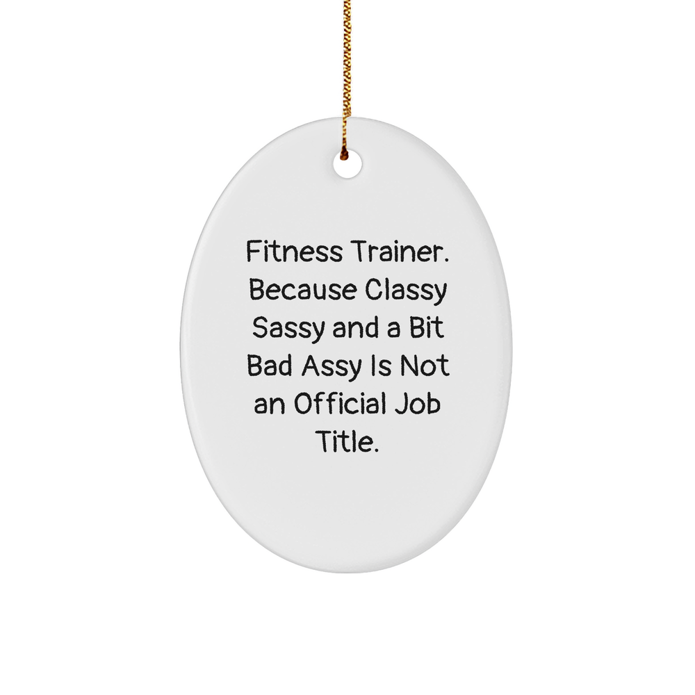 Funny Fitness Trainer Gifts, Fitness Trainer Christmas Ornament, Oval Ornament with Quote, Gifts from Friends to Fitness Trainer, Unique Fitness Trainer Gift - Image 1