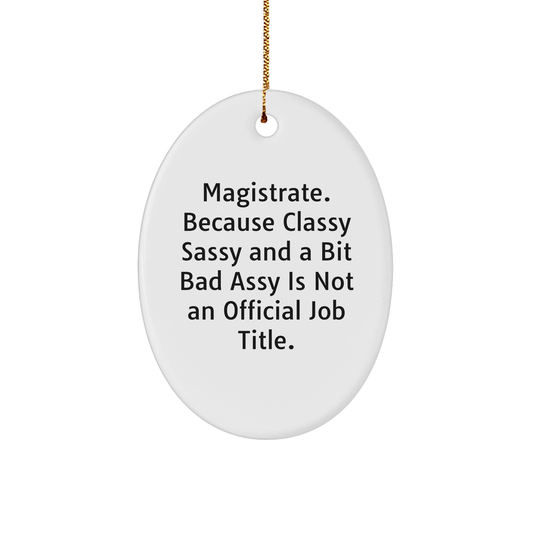 Magistrate Gifts, Funny Oval Ornament, 'Classy Sassy And A Bit Fearlessy Is Not An Official Job Title.' for Men, Women, Friends, and Coworkers - Christmas Unique Gifts from Family - Image 1