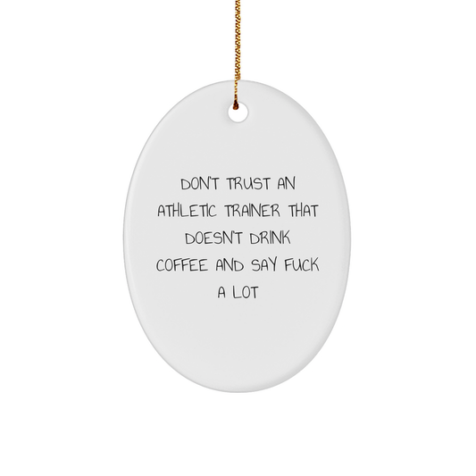Athletic Trainer Gifts, Funny Oval Ornament Quote, and Christmas Cheer, Gifts from Men to Athletic Trainers, or Friends and Family, Gifts for Athletic Trainers, Oval Shaped, White - Image 1