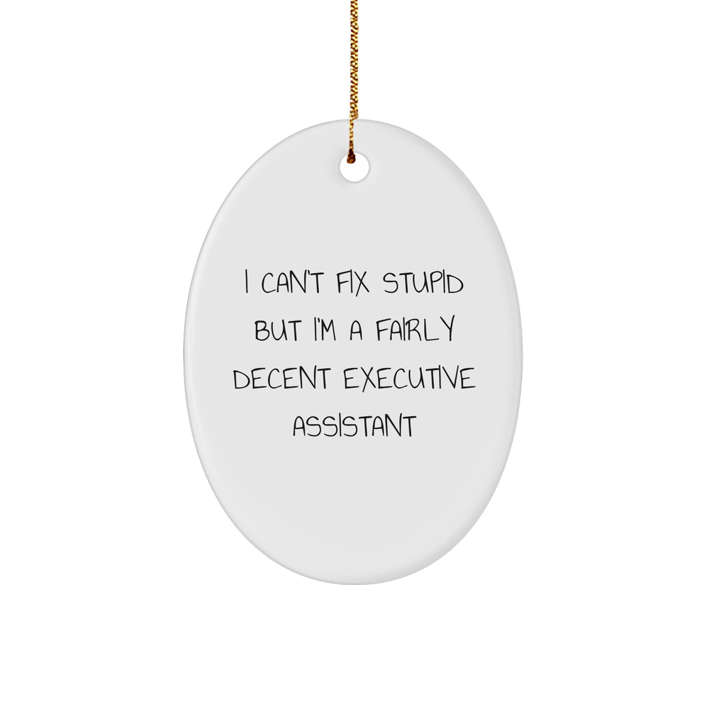 Executive Assistant Gifts Funny Oval Ornament 'I Can't Fix Stupid' from Friends to Executive Assistant, Unique Christmas Unique Gifts for Men, Women, Coworkers - Image 1