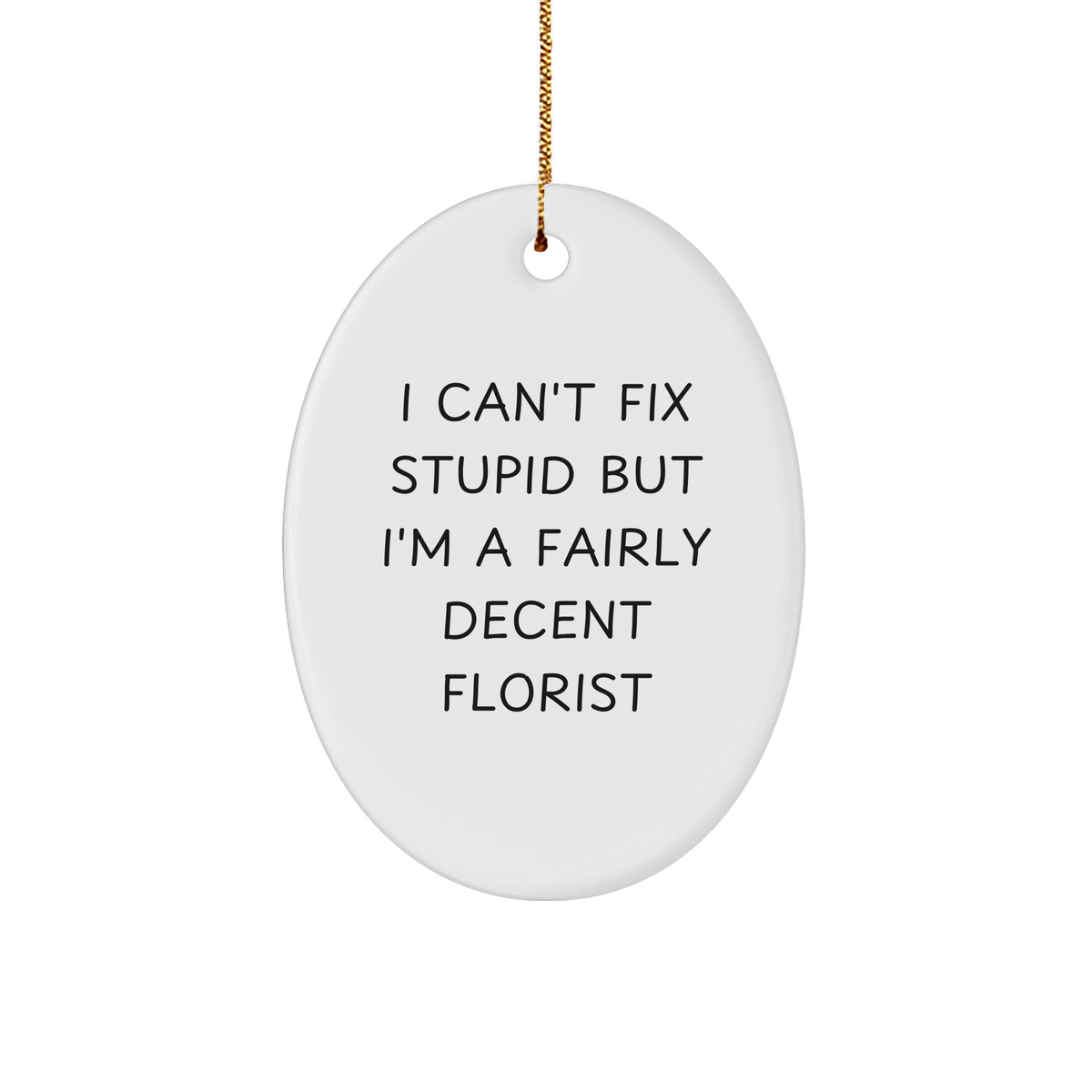 Funny Florist Gifts from Friends - I Can't Fix Stupid But I'm A Fairly Decent Florist Oval Ornament for Christmas - Image 1