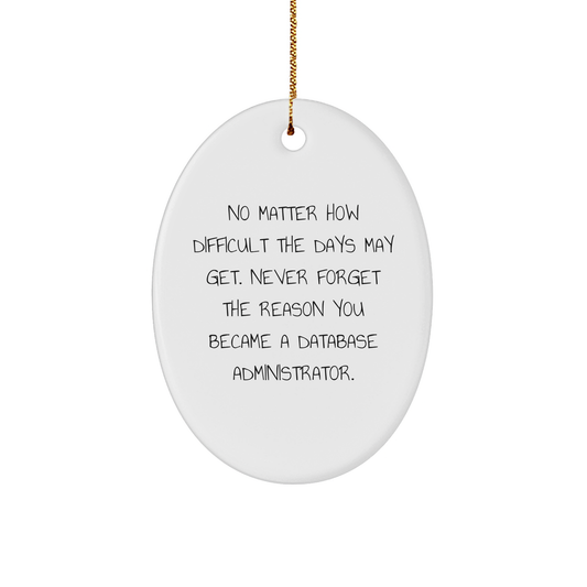 Gifts from Men to Database Administrator Friends, Inspirational Oval Ornament for Christmas Unique Gifts, Never Forget the Reason You Became a Database Administrator - Image 1