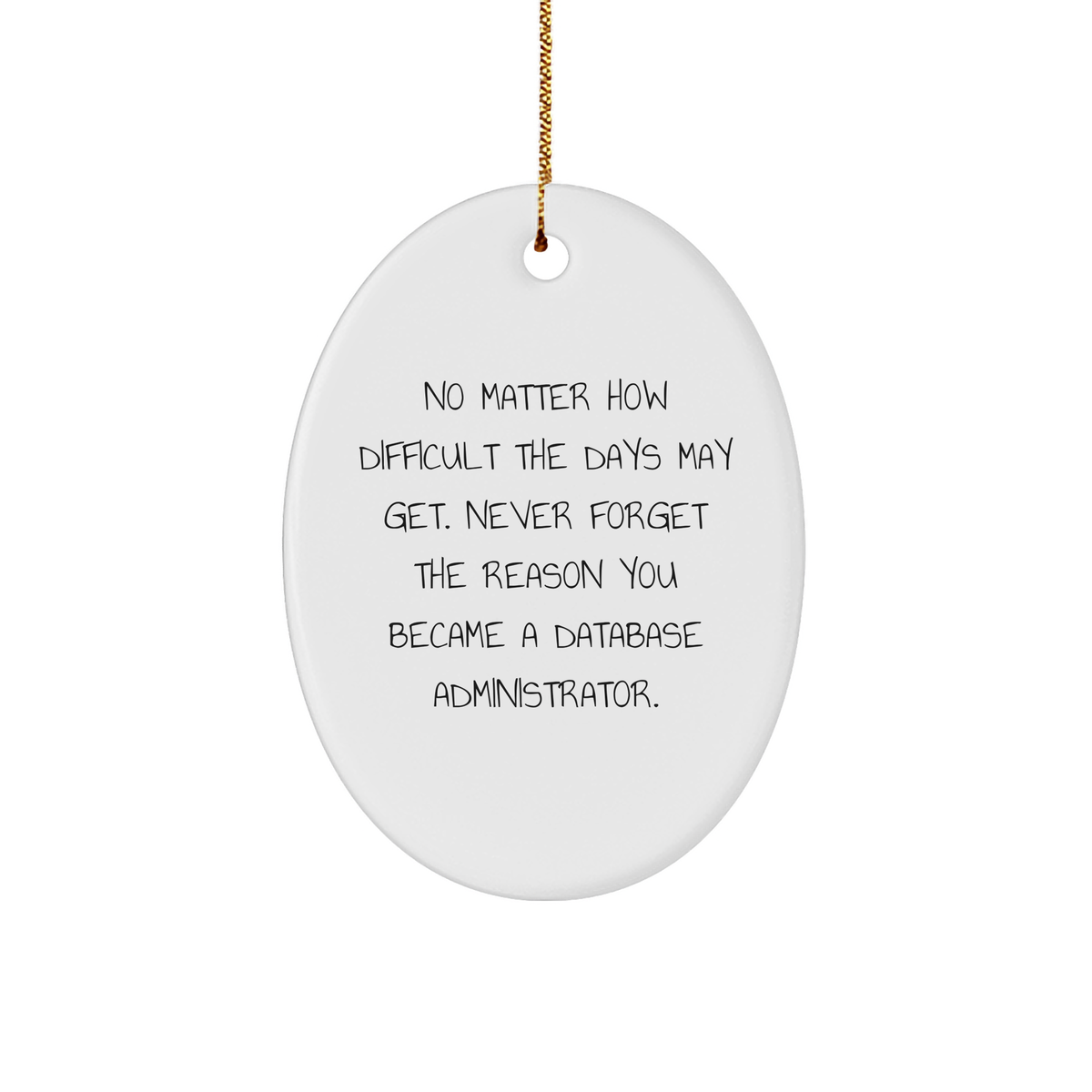 Gifts from Men to Database Administrator Friends, Inspirational Oval Ornament for Christmas Unique Gifts, Never Forget the Reason You Became a Database Administrator - Image 1