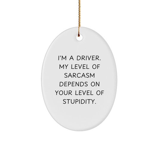 Drivers' Sarcasm Level Gifts Oval Ornament White Christmas - Image 1