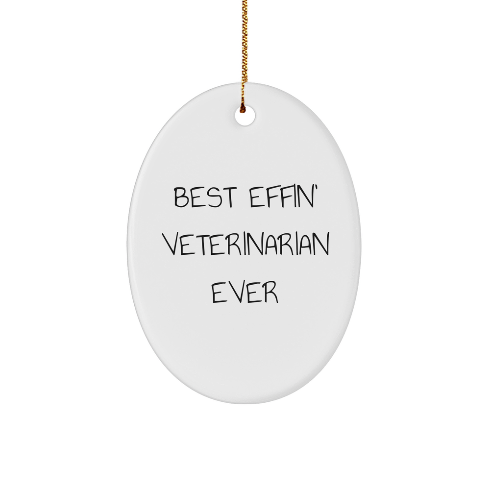 Funny Veterinarian Gifts from Men - Best Effin' Veterinarian Ever Oval Ornament for Christmas - Image 1