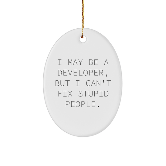 Developer Humor Oval Ornament, Gifts from Men to Coworkers, Perfect for Christmas - Image 1