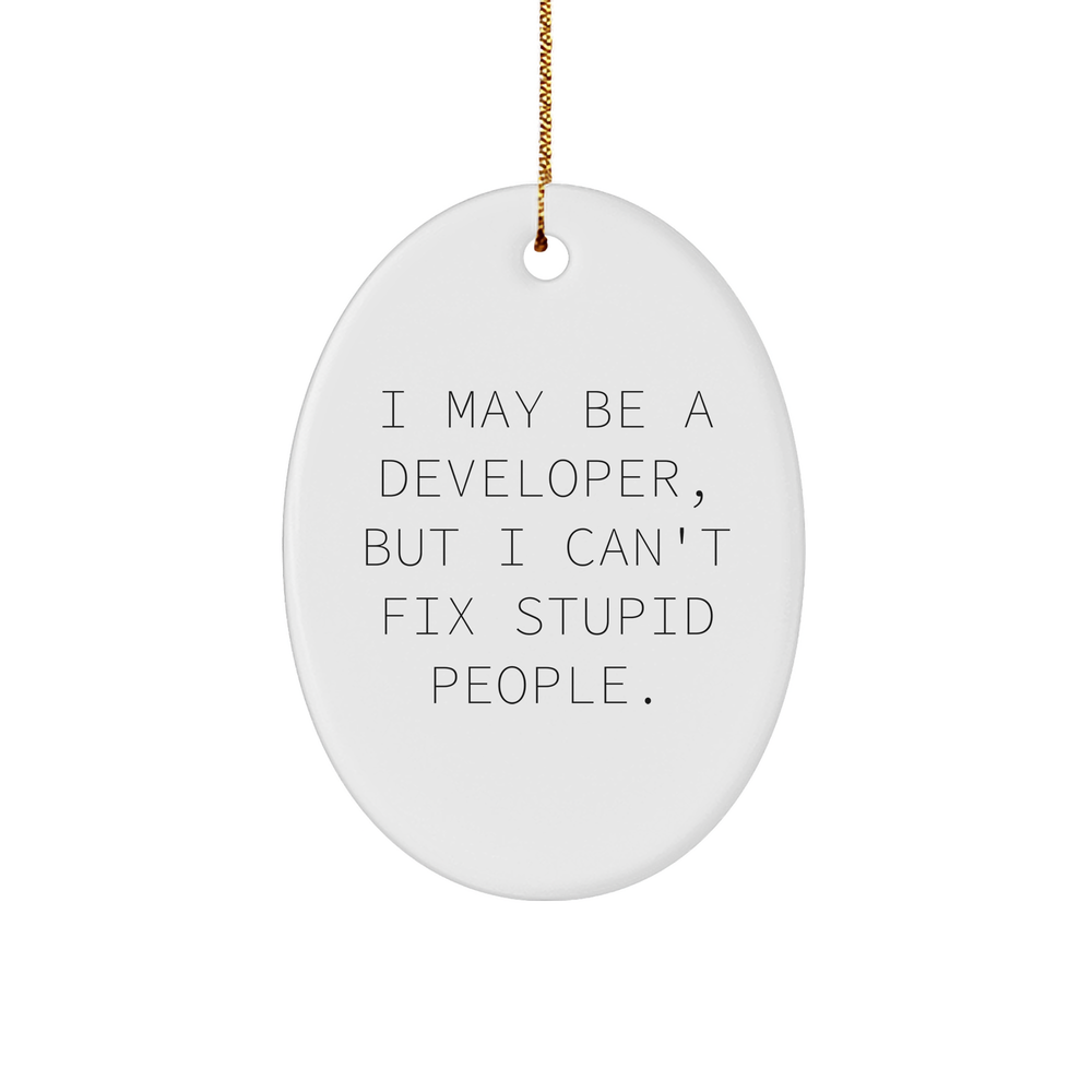 Developer Humor Oval Ornament, Gifts from Men to Coworkers, Perfect for Christmas - Image 1