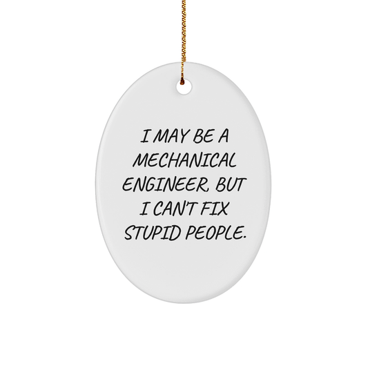 Mechanical Engineer Humor Gifts for Christmas - Funny Oval Ornament I May Be A Mechanical Engineer But I Cant Fix Stupid People Unique Present Ideas for Her Him - Image 1