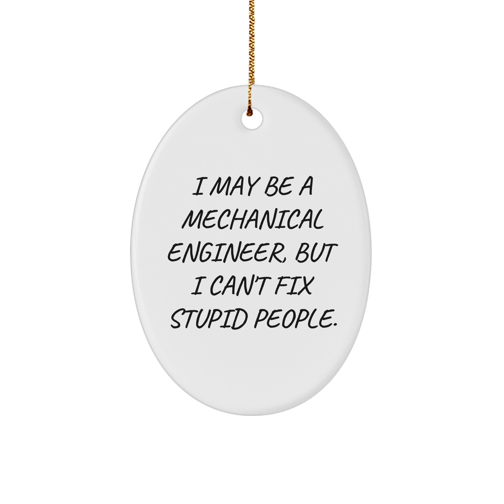 Mechanical Engineer Humor Gifts for Christmas - Funny Oval Ornament I May Be A Mechanical Engineer But I Cant Fix Stupid People Unique Present Ideas for Her Him - Image 1