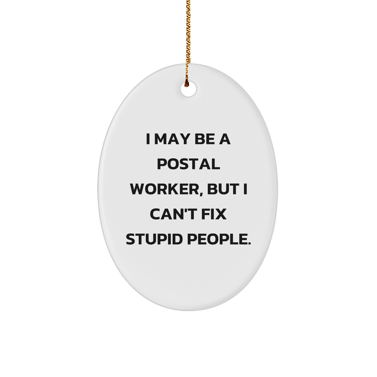 Christmas Unique Gifts for Postal Worker Humor, Funny Oval Ornament with I May Be A Postal Worker, But I Can't Fix Stupid, Unique Present Idea for Friends, Family, Coworkers, or Yourself - Image 1