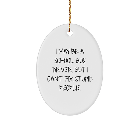 School Bus Driver Gifts from Friends - I May Be A School Bus Driver, But I Can't Fix Stupid People. Oval Ornament Christmas Unique - Image 1