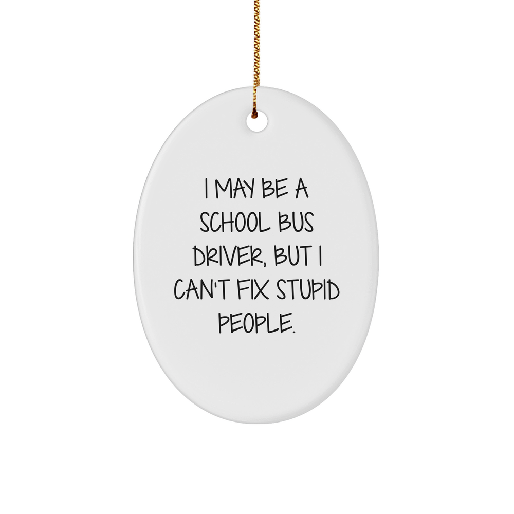 School Bus Driver Gifts from Friends - I May Be A School Bus Driver, But I Can't Fix Stupid People. Oval Ornament Christmas Unique - Image 1