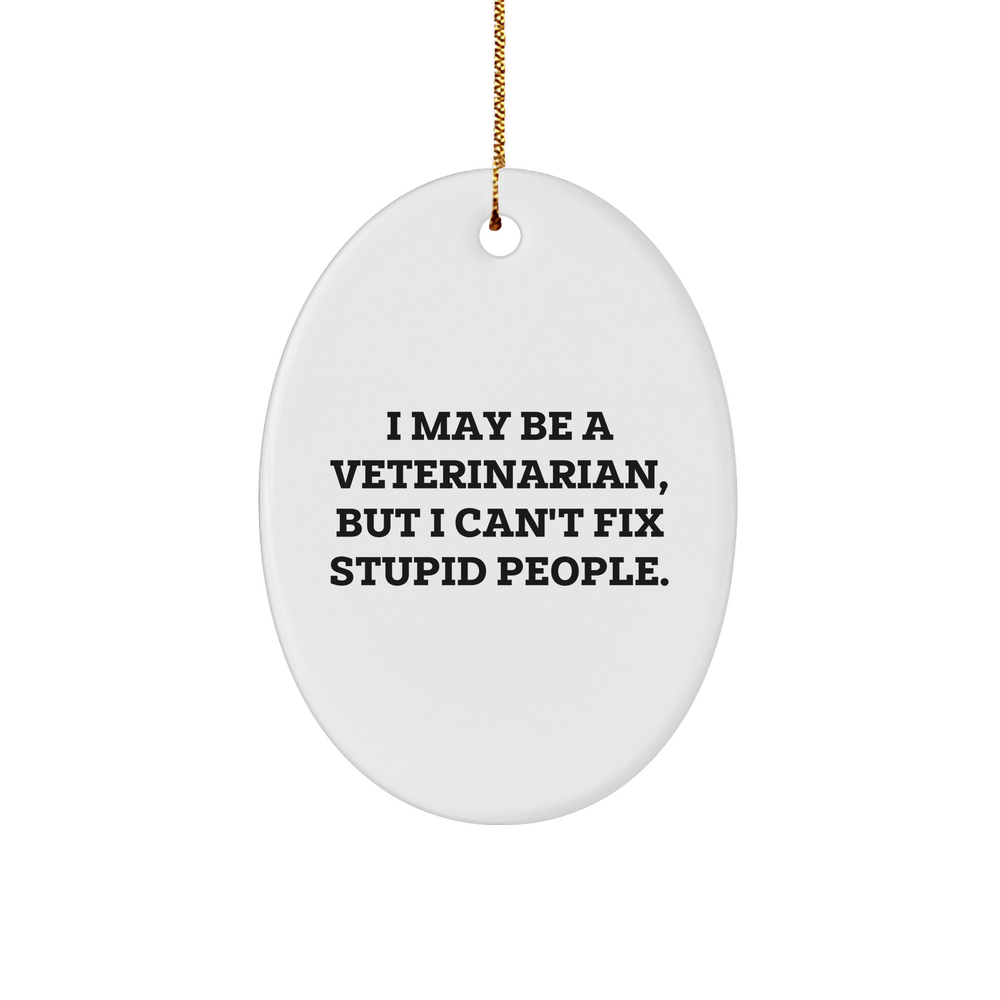 Veterinarian Gifts for Men, Funny Oval Ornament - I May Be A Veterinarian, But I Can't Fix Stupid People, Gifts from Friends for Christmas - Image 1
