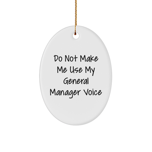 Funny General Manager Gifts, Oval Ornament for Men, 'Do Not Make Me Use My General Manager Voice' Quote, Christmas Unique Gifts from Friends, General Manager Office Decorations - Image 1