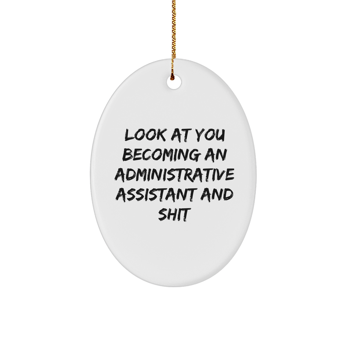 Funny Administrative Assistant Gifts for Women, Oval Ornament, 'Look At You Becoming An Administrative Assistant And Shit', Gifts from Family to Friends, Christmas Unique Gifts - Image 1