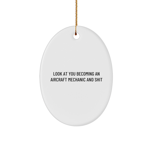 Aircraft Mechanic Oval Ornament, Funny Quote Gifts from Friends and Family for Christmas - Image 1