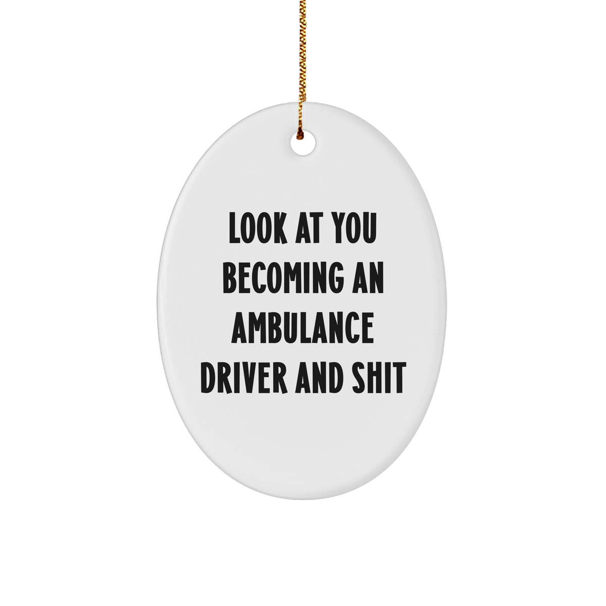 Ambulance Driver Gifts from Friends - Oval Ornament with Funny Quote, Christmas Unique Gifts for Ambulance Driver, Men, or Coworkers - Image 1