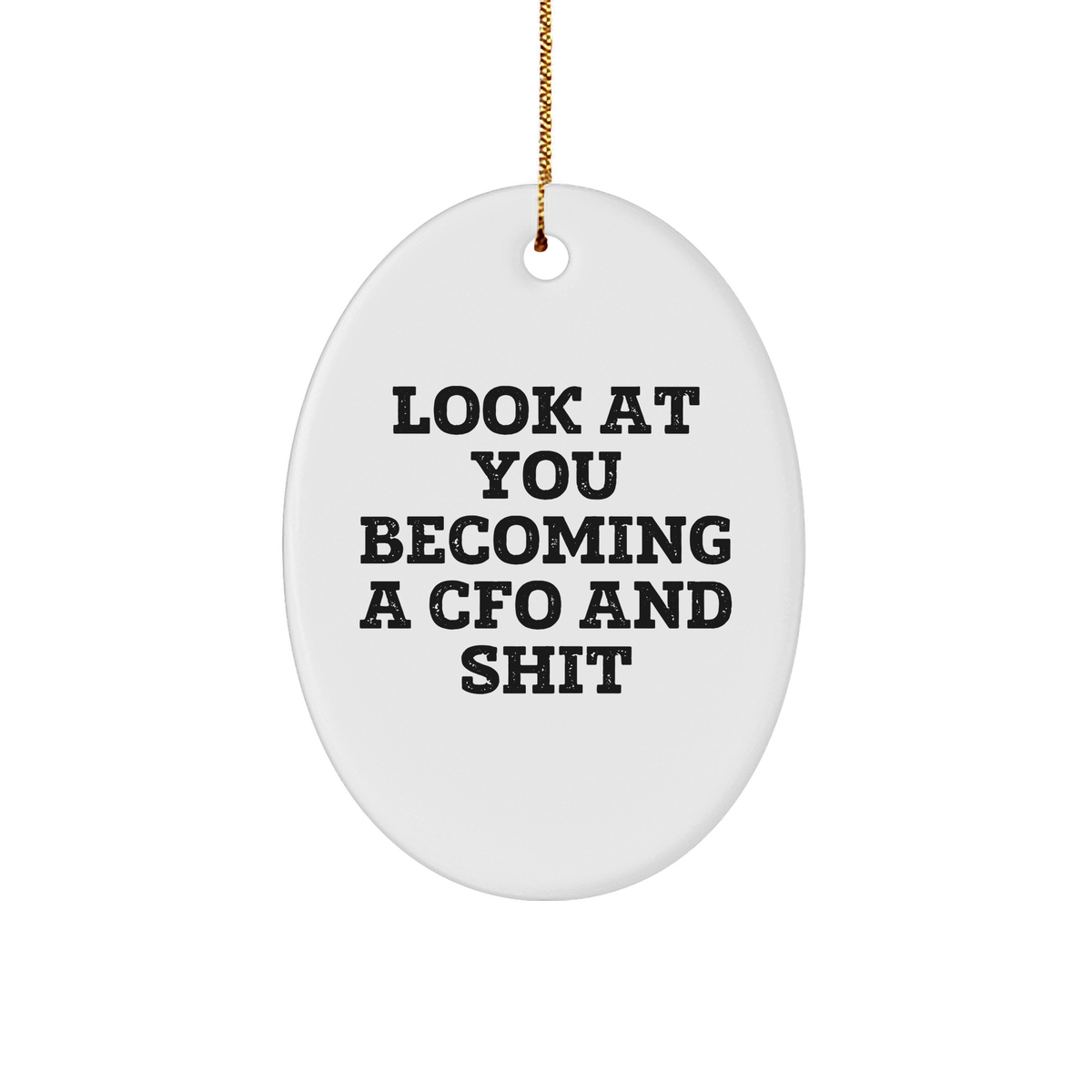 CFO Oval Ornament Gifts from Friends for Christmas - 'Look At You Becoming A CFO And Shit' Funny Quote - Image 1