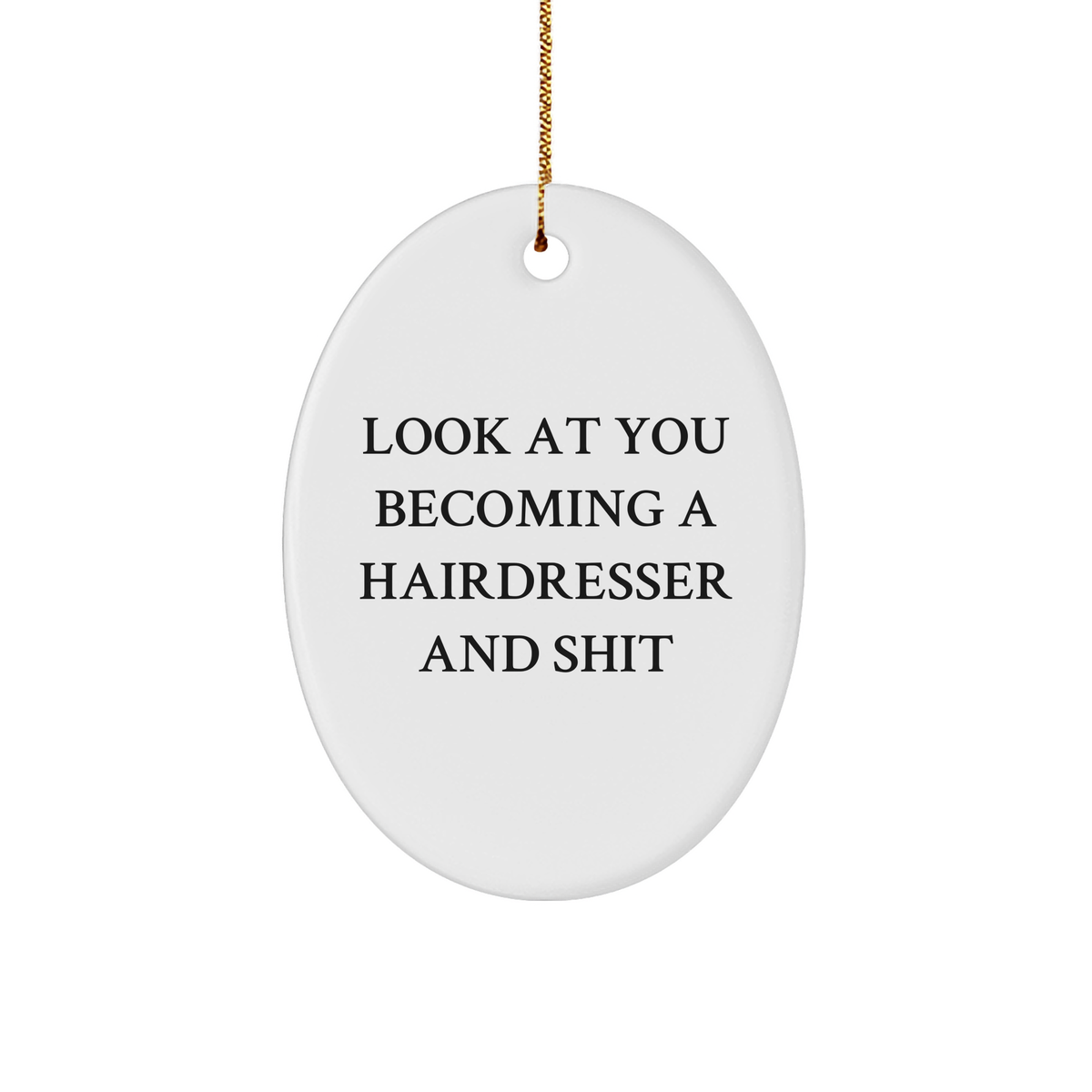 Funny Hairdresser Gifts - Look at You Becoming a Hairdresser and Shit Oval Ornament for Christmas - Gifts from Grandma to Hairdresser Lover - Image 1