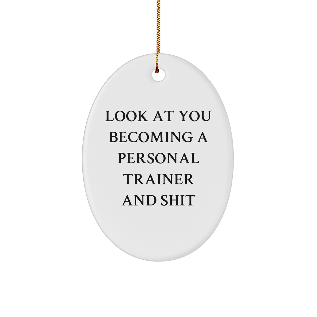 Funny Personal Trainer Oval Ornament Gifts from Friends to Become a Trainer and Shit, Look at You, Christmas Unique Present for Men or Women - Image 1