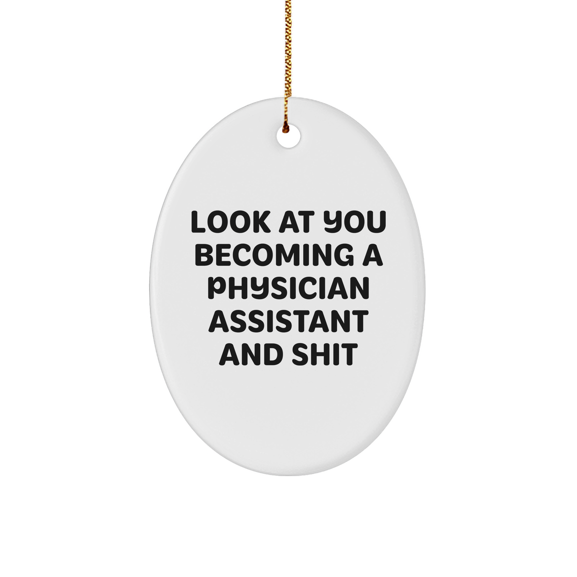 Inspirational Physician Assistant Gifts - 'Look At You Becoming A Physician Assistant And Shit' Oval Ornament for Christmas - Image 1
