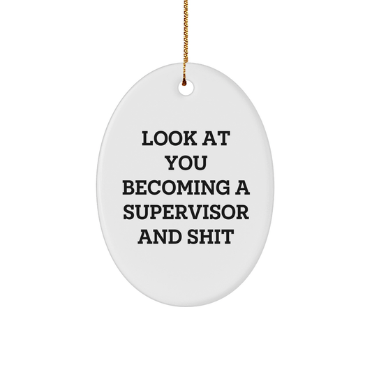Funny Supervisor Gifts, Look At You Becoming A Supervisor Oval Ornament, Christmas Unique Gifts from Friends, Coworkers or Family - Image 1