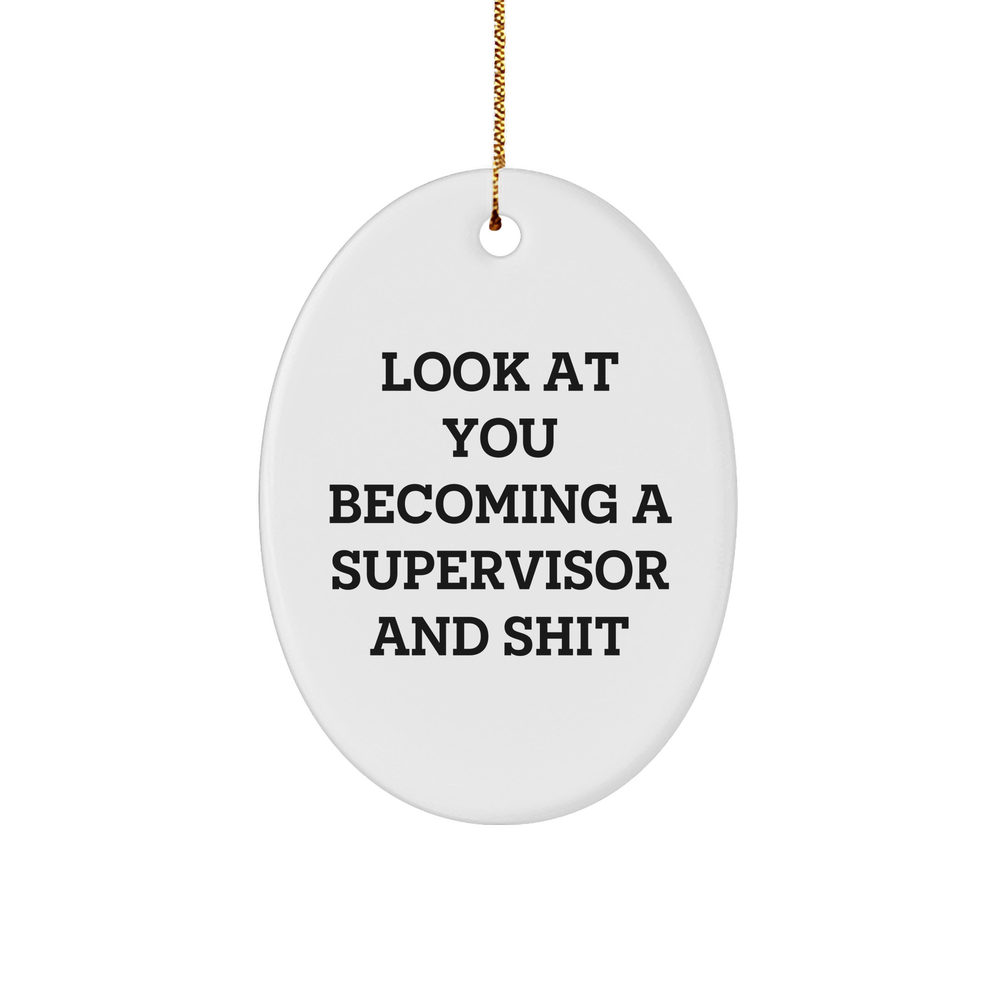 Funny Supervisor Gifts, Look At You Becoming A Supervisor Oval Ornament, Christmas Unique Gifts from Friends, Coworkers or Family - Image 1