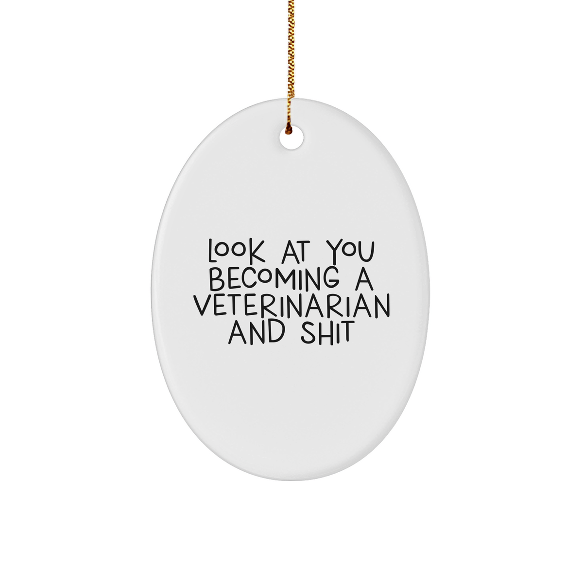 Funny Veterinarian Gifts for Men - Oval Ornament with Look At You Becoming A Veterinarian And Shit Quote, Gifts from Family to Friends, Christmas Unique Gifts for Veterinarian - Image 1
